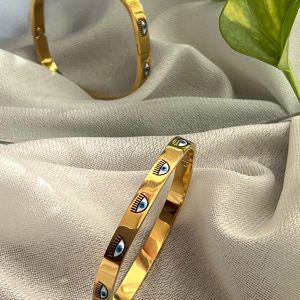 دستبند النگویی چهارگوش استیل مدل کیارا